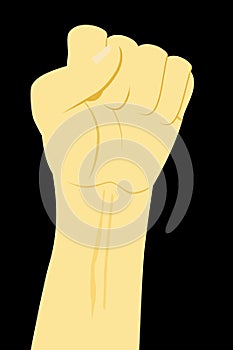 Fisting or Punching Hand, at Black Background
