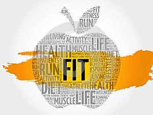 FIT apple word cloud collage