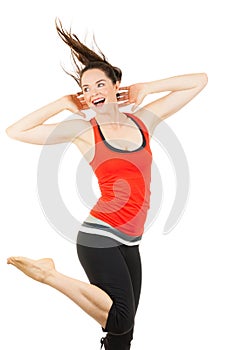 Fit beautiful woman doing aerobics