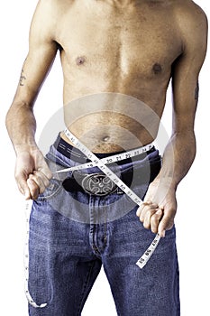 Fit black male measuring waist