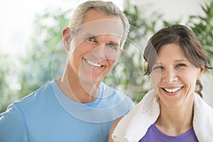 Fit Couple Smiling Outdoors