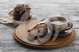 Fit food. Oat cookies and coffee for breakfast