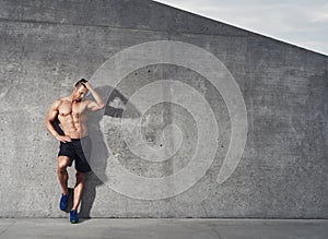 Fit and healthy male fitness model portrait