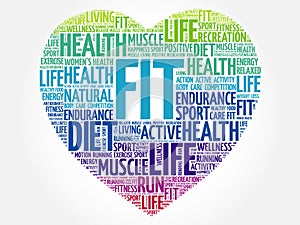 FIT heart word cloud, fitness