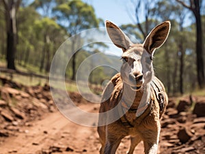 Fit kangaroo with sweatband running photo