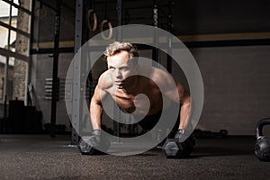 Fit man doing push-ups