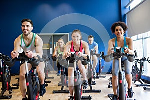 Fit people in a spin class