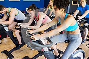 Fit people in a spin class