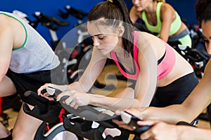 Fit people in a spin class