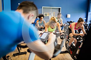 Fit people in a spin class