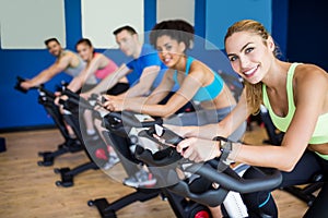 Fit people in a spin class