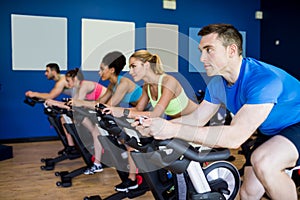 Fit people in a spin class