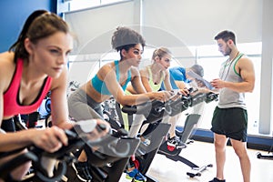 Fit people in a spin class