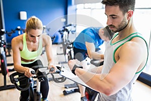 Fit people in a spin class