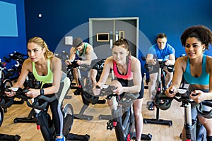 Fit people in a spin class