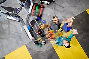 Fit people working out in fitness class at the gym