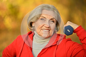 Fit Senior woman exercising