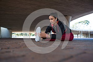 Fit woman doing warm up