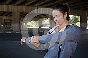 Fit woman doing warm up