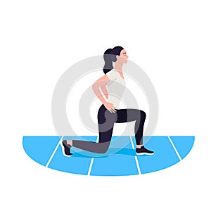 Fit woman exercising. Warmup. Girl do sports, workout.
