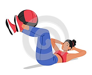 Fit Woman Performing Leg Press Exercise With A Stability Ball, Engaging Her Lower Body Muscles For Strength