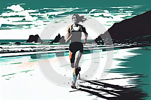 Fit Woman running jogging on beach