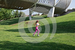 Fit woman running outdoors