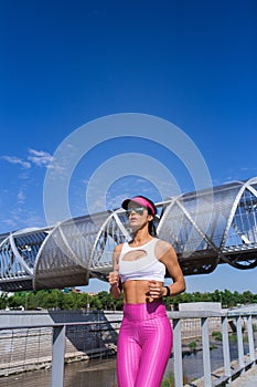 Fit woman running outdoors