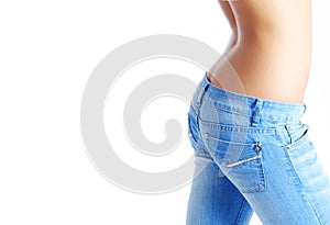 Fit woman wearing blue jeans