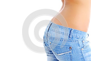 Fit woman wearing blue jeans