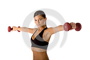 Fit woman weight training