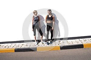 Fit women in sport clothing jogging outdoors and living a healthy lifestyle