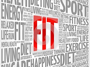 FIT word cloud background, health concept