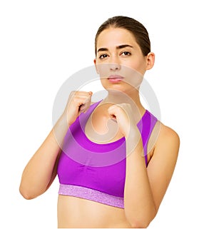 Fit Young Woman In Boxing Stance