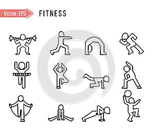 fitnes icon sets fit for sport shop, fietnes shop, pattern, background, etc. editable stroke