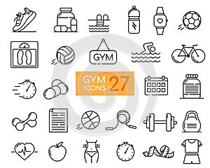 Fitness Activities Thin Line Icons