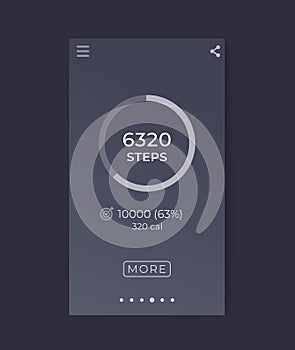 Fitness app, activity tracker mobile interface