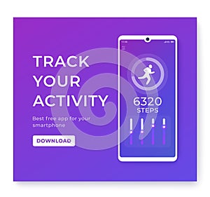 Fitness app, activity tracker for a smartphone