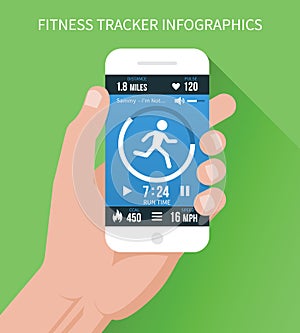 Fitness app on mobile phone in hand