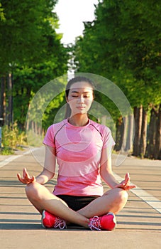 Fitness Asian Chinese woman do yoga