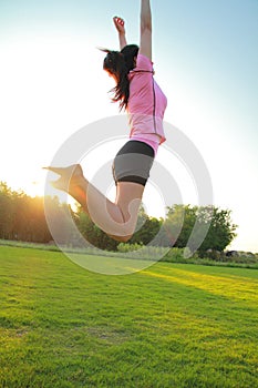 Fitness Asian Chinese woman jump