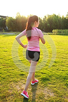 Fitness Asian Chinese woman sport running jogging