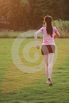 Fitness Asian Chinese woman sport running jogging