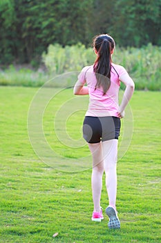 Fitness Asian Chinese woman sport running jogging