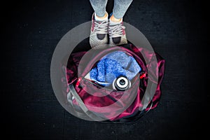 Fitness bag with female legs