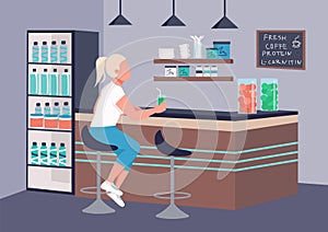 Fitness bar flat color vector illustration