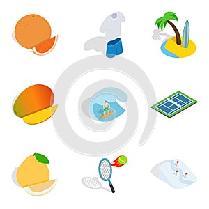 Fitness body icons set, isometric style