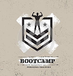 Fitness Body Training Extreme Sport Outdoor Bootcamp Rough Vector Concept. Creative Textured Design Elements