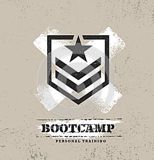 Fitness Body Training Extreme Sport Outdoor Bootcamp Rough Vector Concept. Creative Textured Design Elements