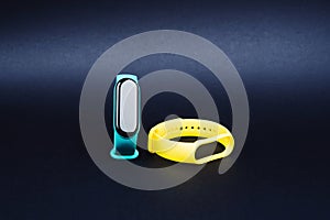 Fitness bracelet for sports on a black background.